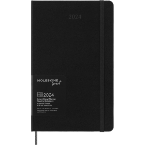 Moleskine 2024 Smart Weekly Planner, 12M, Large, Black, Hard Cover (5 x 8.25)