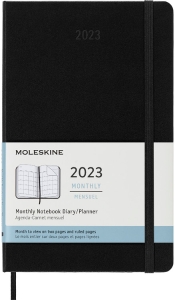 Moleskine 2023 Monthly Planner, 12M, Large, Black, Hard Cover (5 x 8.25)