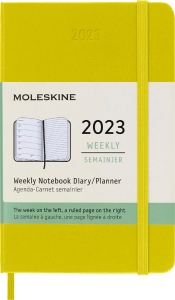 Moleskine 2023 Weekly Notebook Planner, 12M, Pocket, Hay Yellow, Hard Cover (3.5 x 5.5)