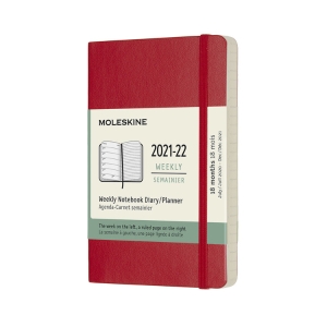 Moleskine 2021-2022 Weekly Planner, 18M, Pocket, Scarlet Red, Soft Cover (3.5 x 5.5)