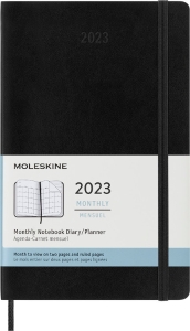 Moleskine 2023 Monthly Planner, 12M, Large, Black, Soft Cover (5 x 8.25)