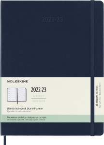 Moleskine 2023 Weekly Notebook Planner, 18M, Extra Large, Sapphire Blue, Hard Cover (7.5 x 10)