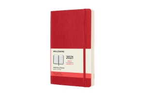 Moleskine 2021 Daily Planner, 12M, Large, Scarlet Red,  Soft Cover (5 x 8.25)