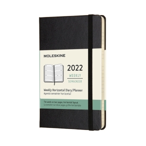 Moleskine 2022 Weekly Horizontal Planner, 12M, Pocket, Black, Hard Cover (3.5 x 5.5)