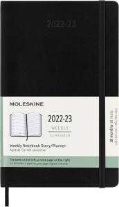 Moleskine 2023 Weekly Notebook Planner, 18M, Large, Black, Soft Cover (5 x 8.25)