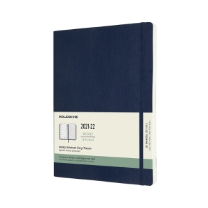 Moleskine 2021-2022 Weekly Planner, 18M, Extra Large, Sapphire Blue, Soft Cover (7.5 x 10)