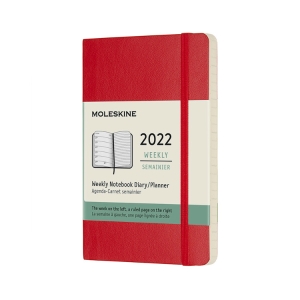 Moleskine 2022  Weekly Planner, 12M, Pocket, Scarlet Red, Soft Cover (3.5 x 5.5)