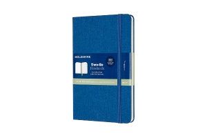 Moleskine Two-Go Notebook, Medium, Ruled-Plain, Lapis Blue Hard Cover (4.5 x 7)