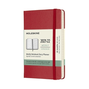 Moleskine 2021-2022 Weekly Planner, 18M, Pocket, Scarlet Red, Hard Cover (3.5 x 5.5)