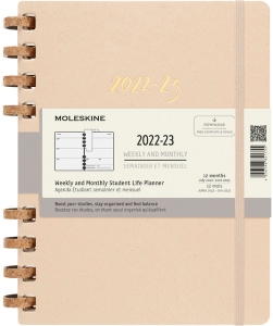 Moleskine 2022-2023 Spiral Academic Planner, 12M, Extra Large, Remake Sand, Hard Cover (7.5 x 10)