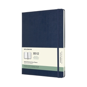 Moleskine 2021-2022 Weekly Planner, 18M, Extra Large, Sapphire Blue, Hard Cover (7.5 x 10)