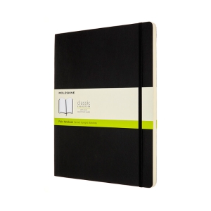 Moleskine Plain Notebook, XXL, Plain, Black, Soft Cover (8.5 x 11)