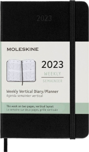 Moleskine 2023 Weekly Vertical Planner, 12M, Pocket, Black, Hard Cover (3.5 x 5.5)