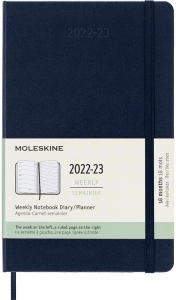 Moleskine 2023 Weekly Notebook Planner, 18M, Large, Sapphire Blue, Hard Cover (5 x 8.25)