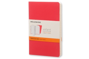 Moleskine Volant Journal (Set of 2), Pocket, Ruled, Geranium Red, Scarlet Red, Soft Cover (3.5 x 5.5)