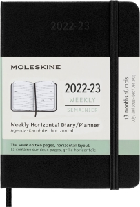 Moleskine 2023 Weekly Horizontal Planner, 18M, Pocket, Black, Hard Cover (3.5 x 5.5)