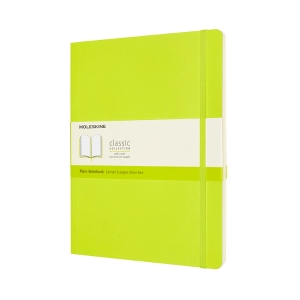 Moleskine Classic Notebook, Extra Large, Plain, Lemon Green, Soft Cover (7.5 x 9.75)