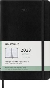 Moleskine 2023 Weekly Horizontal Planner, 12M, Large, Black, Soft Cover (5 x 8.25)