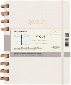 Moleskine 2022-2023 Spiral Academic Planner, 12M, Extra Large, Remake Oyster, Hard Cover (7.5 x 10)