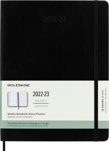 Moleskine 2023 Weekly Notebook Planner, 18M, Extra Large, Black, Soft Cover (7.5 x 10)