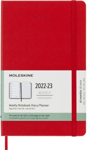 Moleskine 2023 Weekly Notebook Planner, 18M, Large, Scarlet Red, Hard Cover (5 x 8.25)