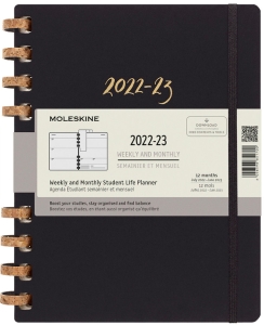 Moleskine 2022-2023 Spiral Academic Planner, 12M, Extra Large, Remake Midnight, Hard Cover (7.5 x 10)