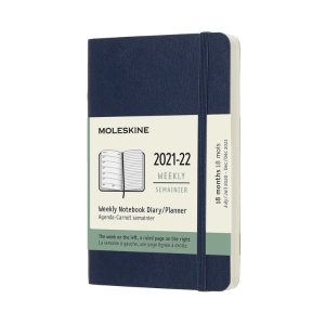 Moleskine 2021-2022 Weekly Planner, 18M, Pocket, Sapphire Blue, Soft Cover (3.5 x 5.5)