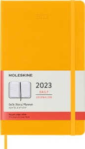 Moleskine 2023 Daily Planner, 12M, Large, Orange Yellow, Hard Cover (5 x 8.25)